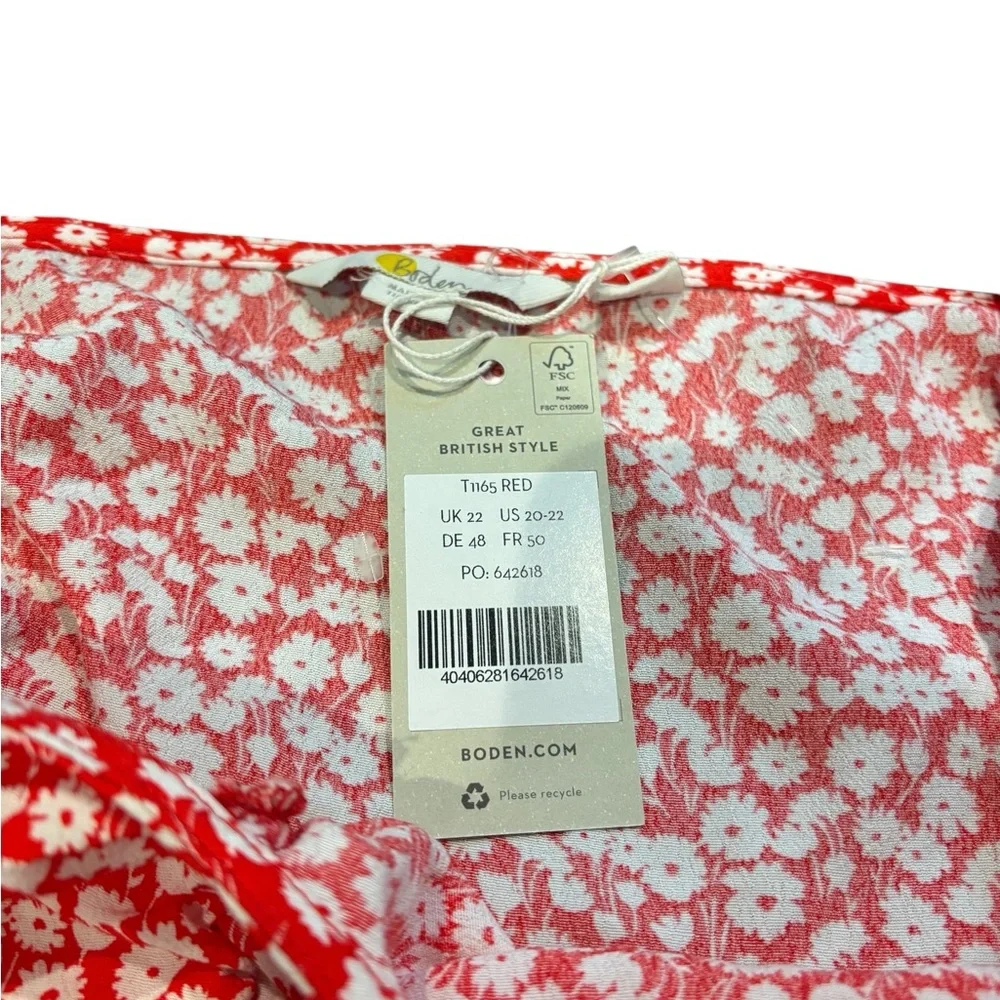 Boden Floral Crinkle Gauze Sweetheart Printed Top flowy puff sleeve romantic fun